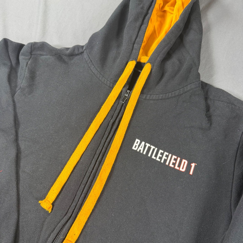 Battlefield 1 ThinkGeek DICE Zip Up Hoodie Mens Medium Black Orange Video Game